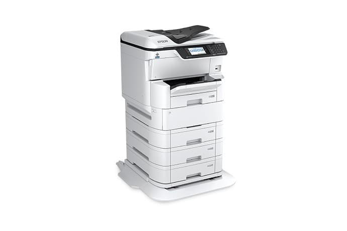 Epson WorkForce Pro WF-C878R vista en ángulo derecho con gabinete