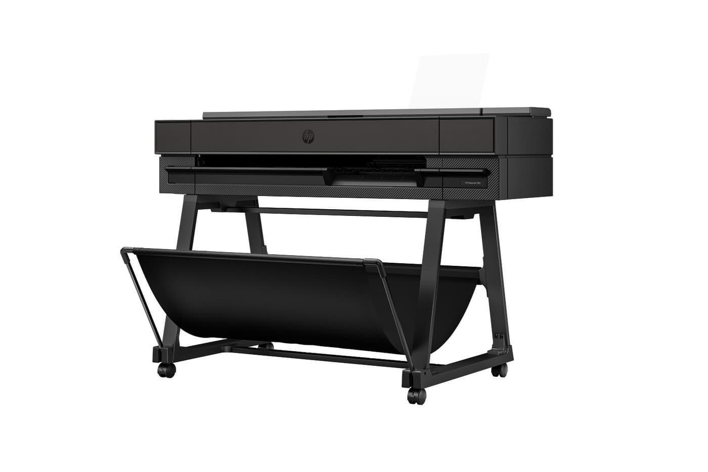 Plotter HP DesignJet T850 36" vista frontal con cesta de salida
