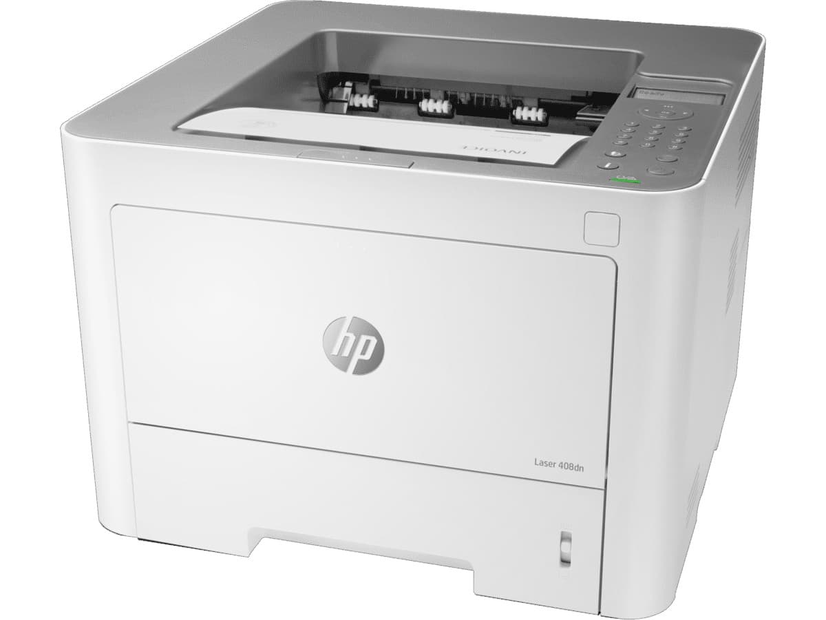 Impresora HP Laser 408dn vista en ángulo derecho