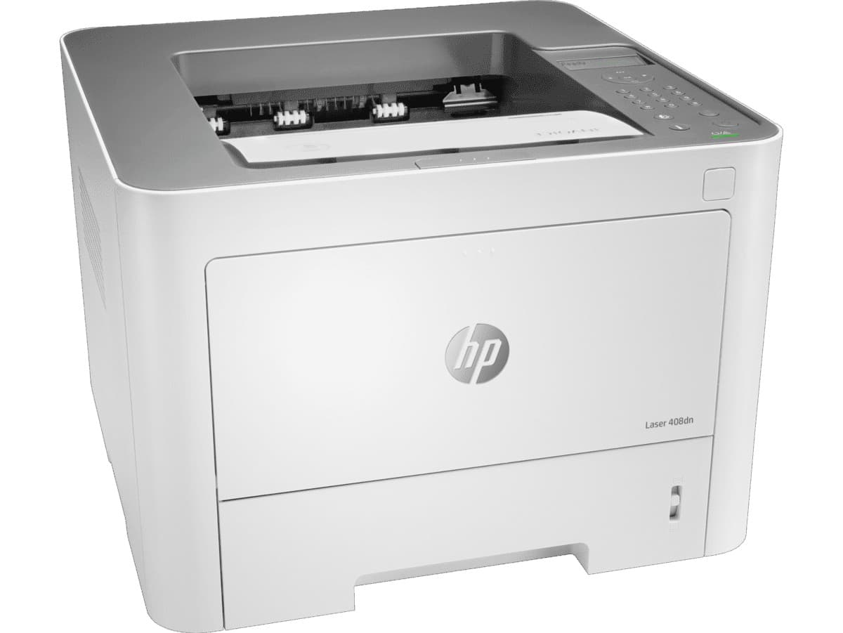 Impresora HP Laser 408dn vista en ángulo izquierdo