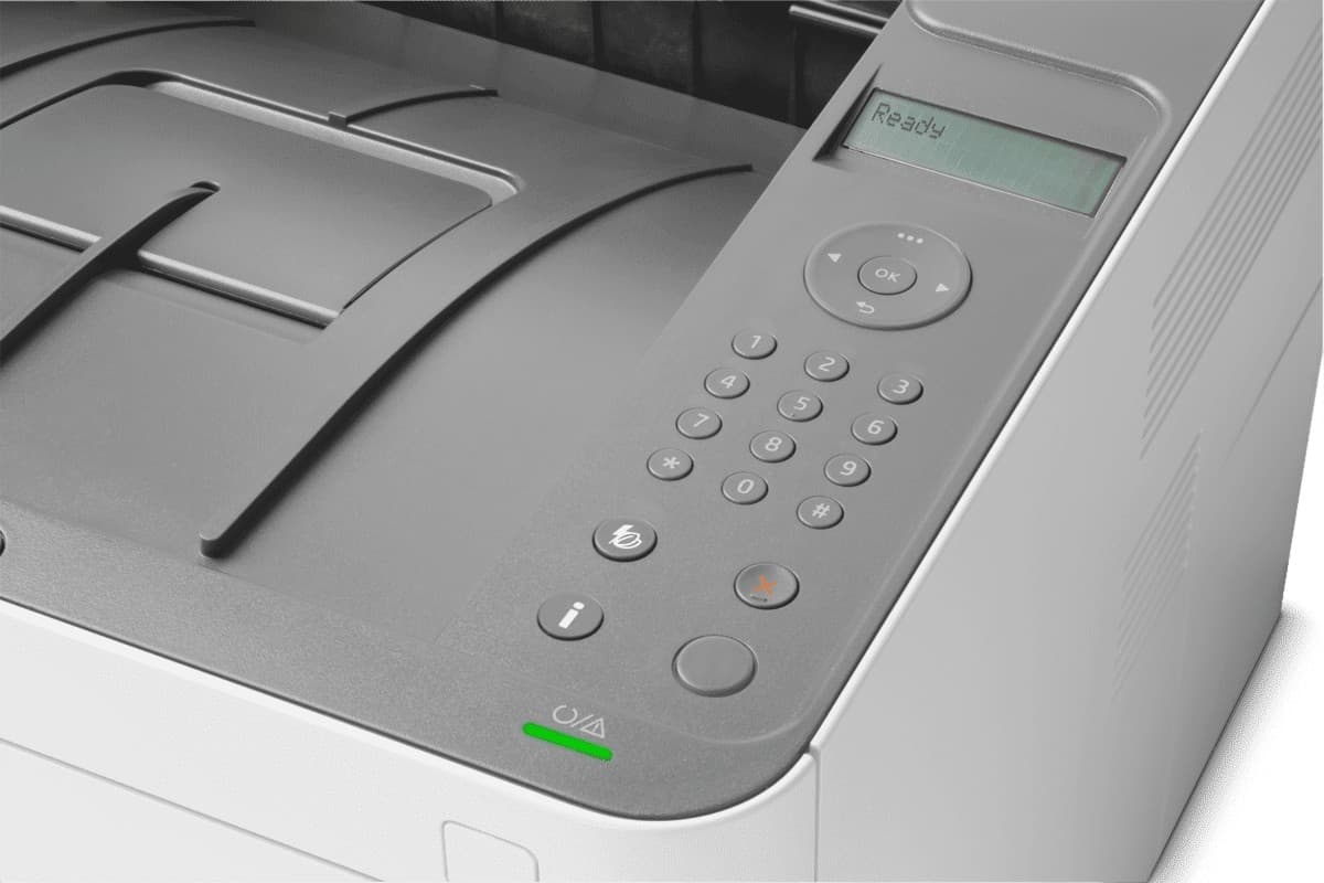 Impresora HP Laser 408dn detalle del panel de control