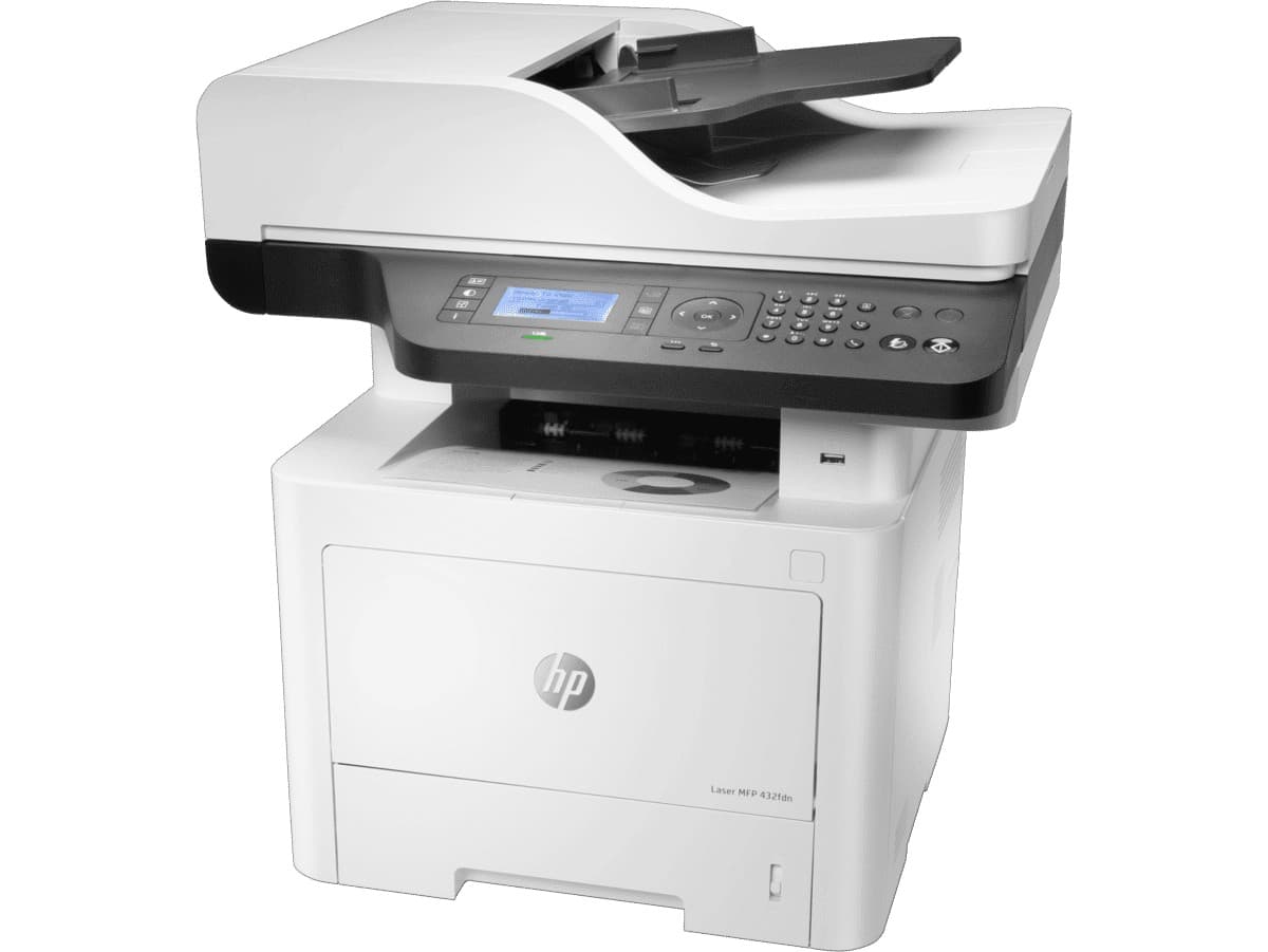HP Laser MFP 432fdn vista en ángulo derecho