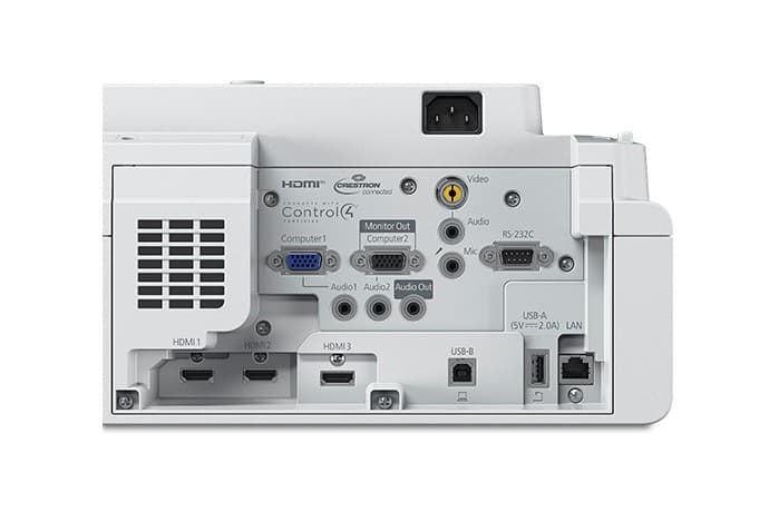 Proyector Epson PowerLite 760W panel trasero de conexiones