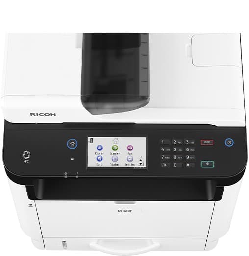 Ricoh M 320F detalle del panel de control