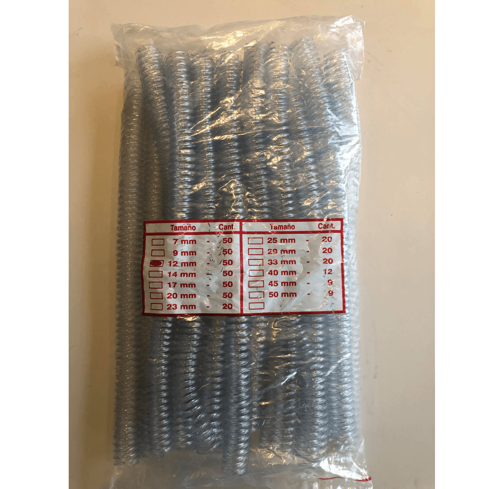 Espirales 12mm PVC - Para Encuadernación