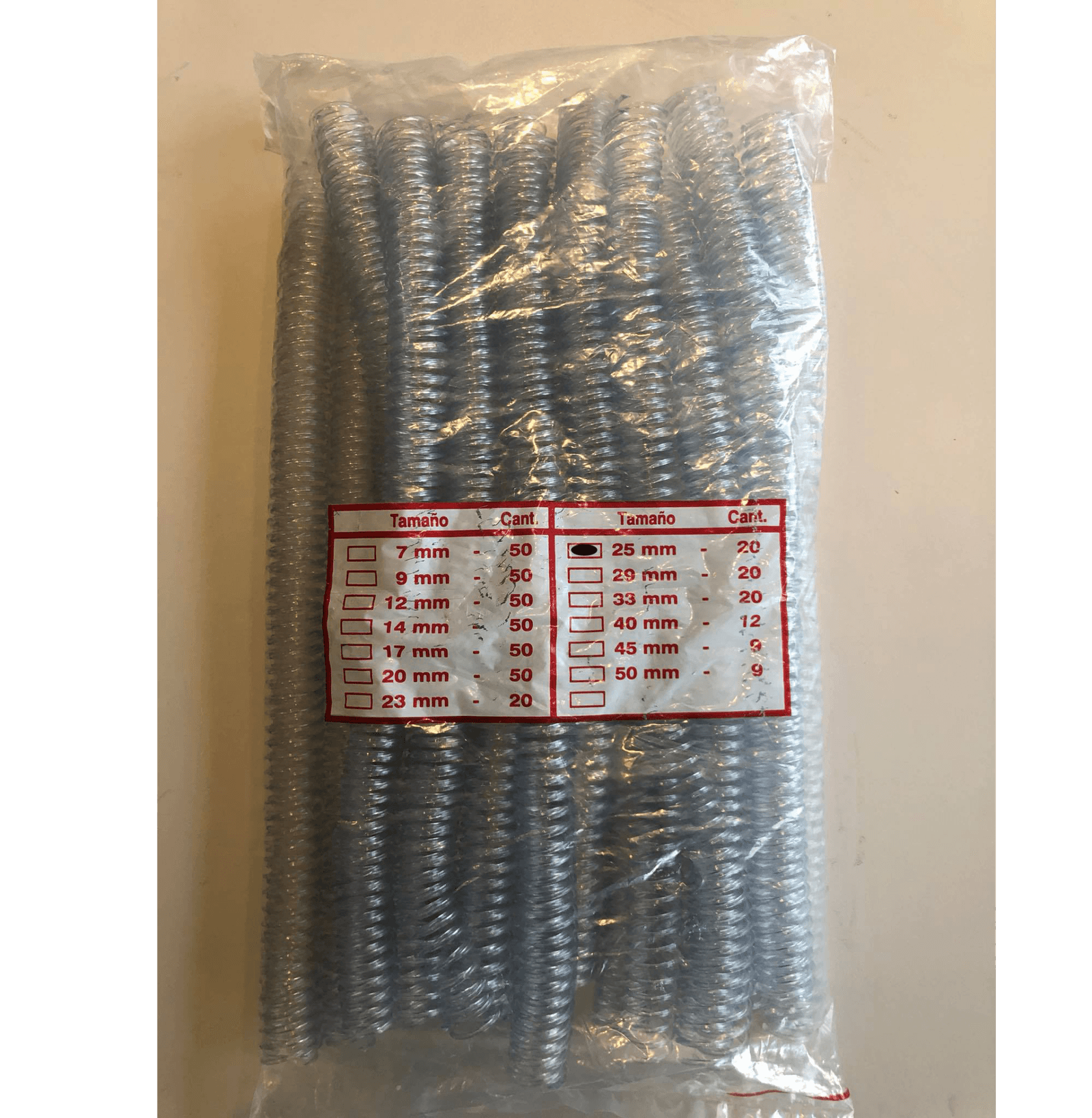 Espirales 25mm PVC para Encuadernación
