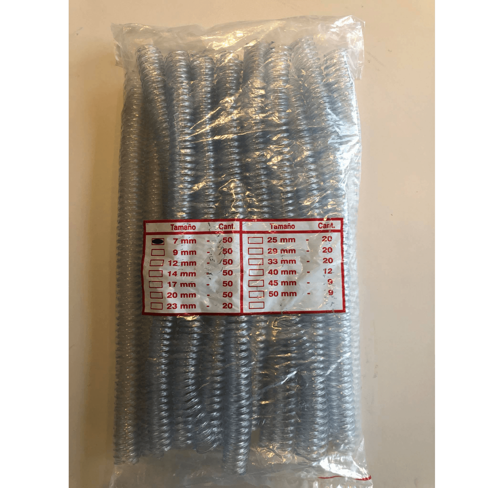 Espirales 7mm PVC - Para Encuadernación