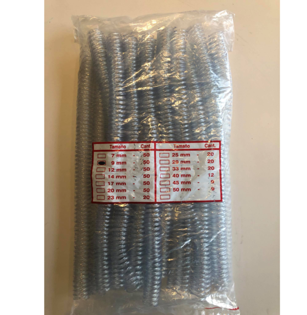 espirales 9mm pvc